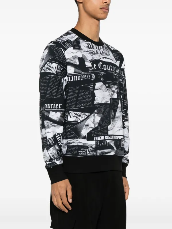 スウェット・トレーナー VERSACE JEANS SWEATSHIRTS (74GAIG07CF05G 899) Versace Jeans Couture Magazine-print Cotton Sweatshirt