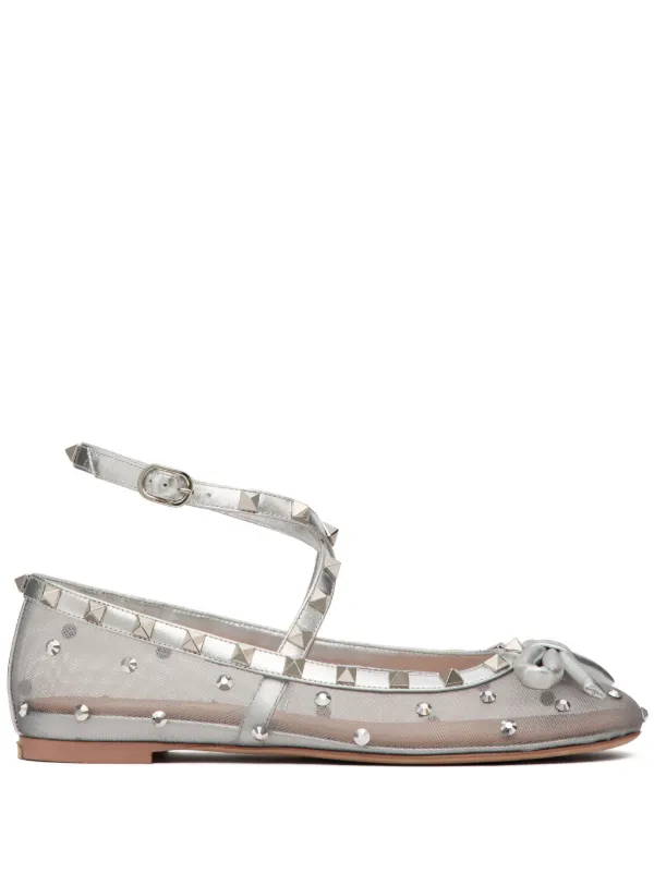 Valentino Garavani Rockstud Ballerina Shoes Grey FARFETCH CA