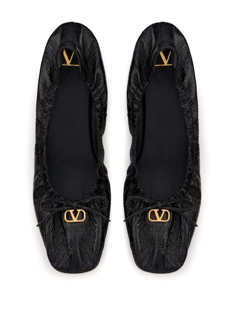 Valentino Garavani VLogo ballerina's met ruche Zwart