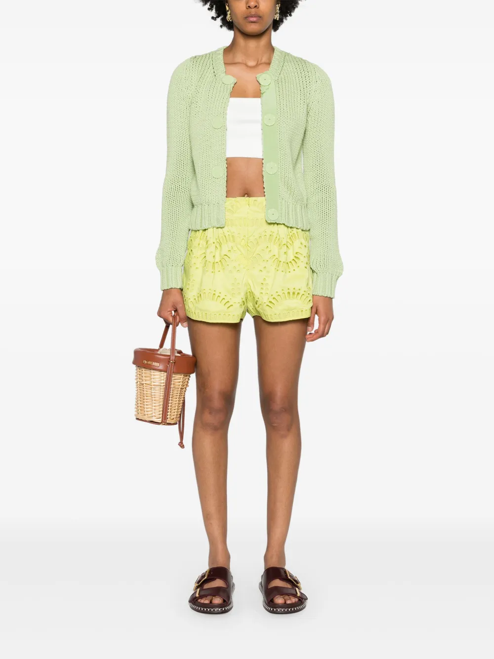  Charo Ruiz Ibiza Palok Embroidered Shorts - Green 