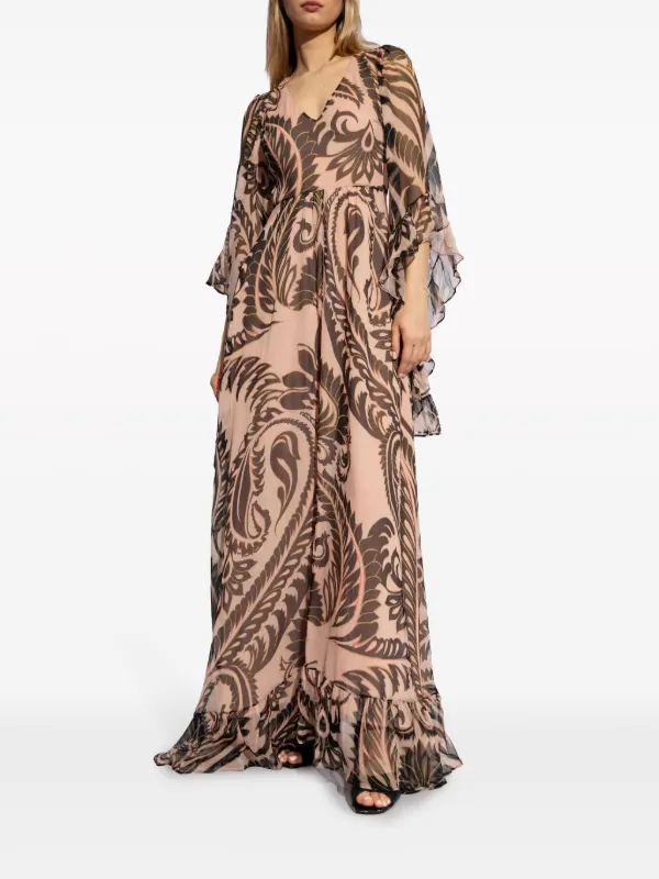 【関税&送料込】Etro Abito Lungo Stampato ETRO Abito Lungo Con Stampa | Marrone | FARFETCH IT