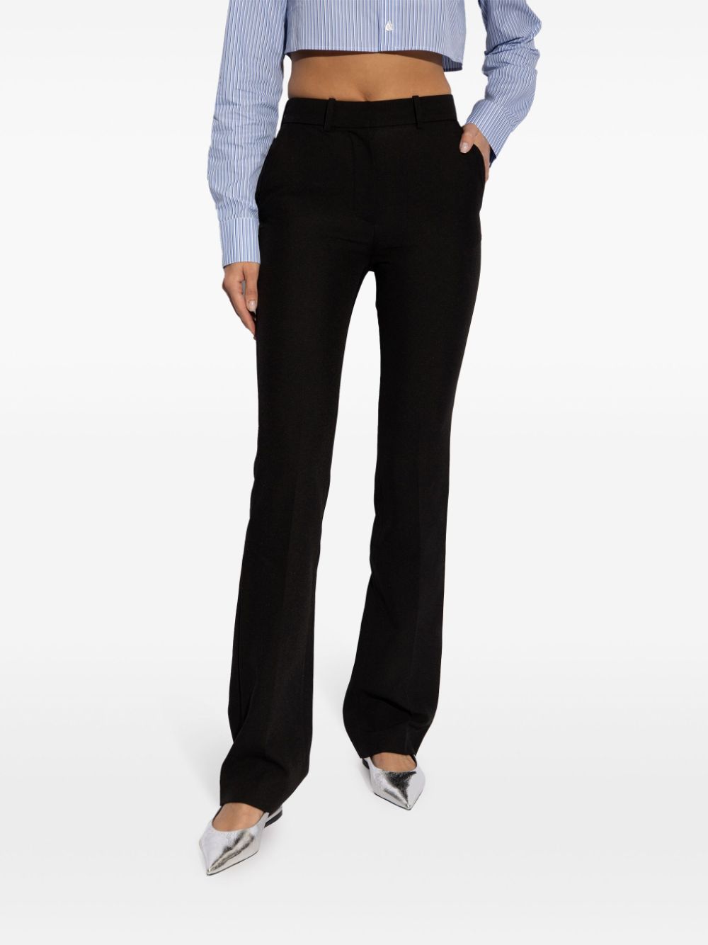 Shop Coperni High-waisted Straight-leg Trousers In Black