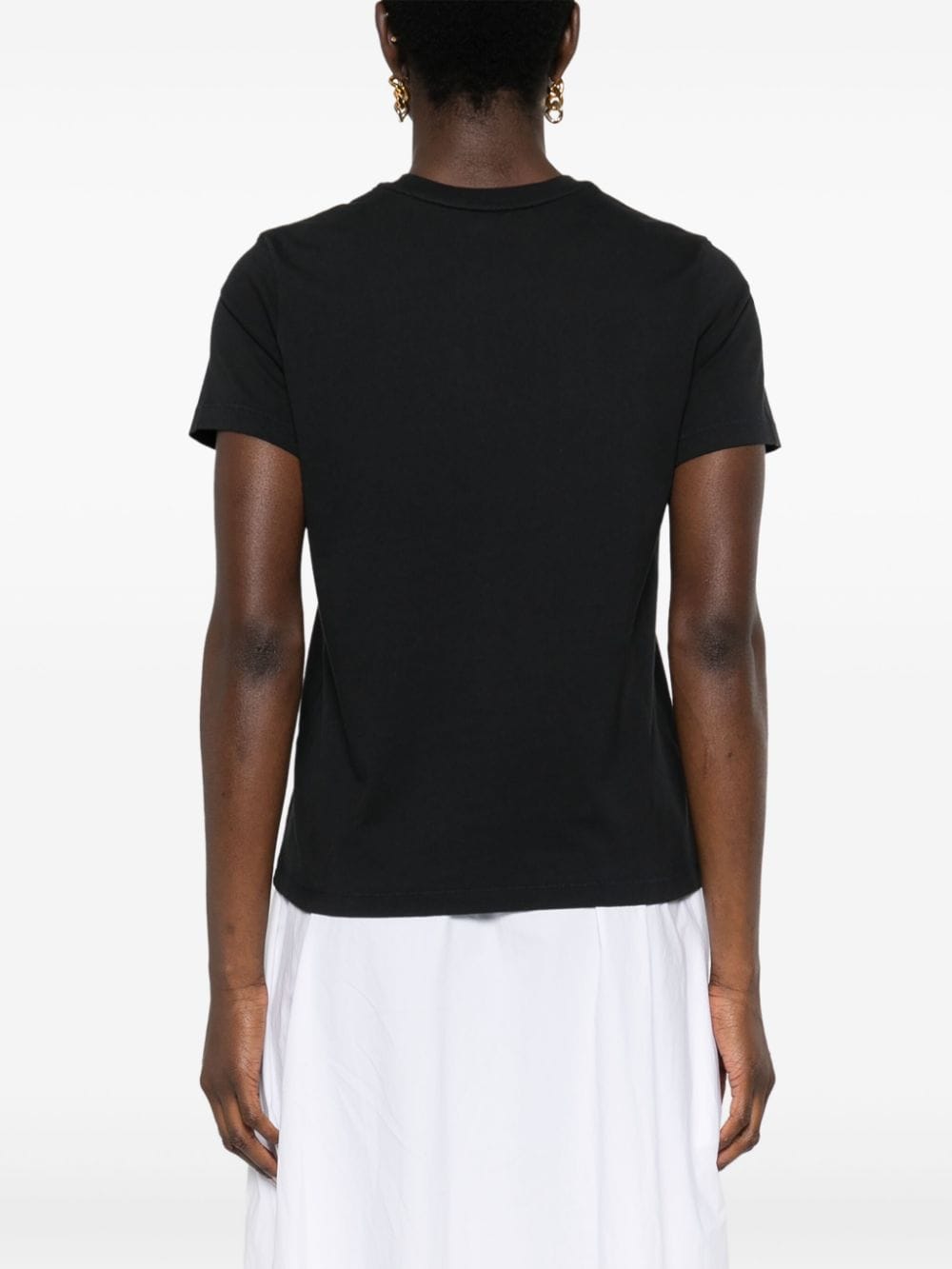 Shop Moncler Logo-embroidered Cotton T-shirt In Black