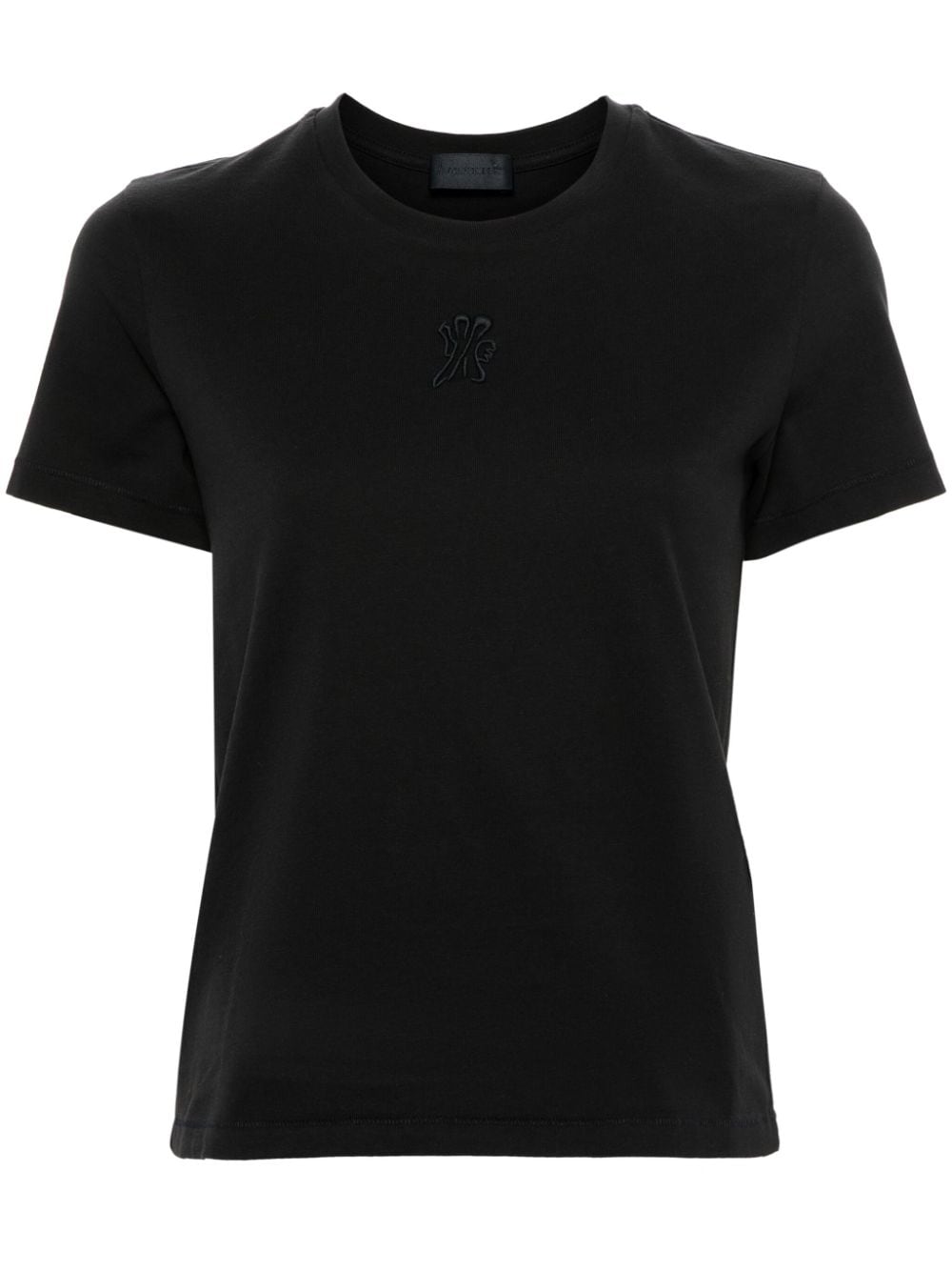 Moncler logo-embroidered cotton T-shirt Zwart