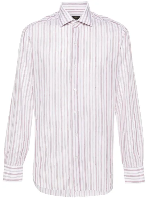 Barba spread-collar striped shirt