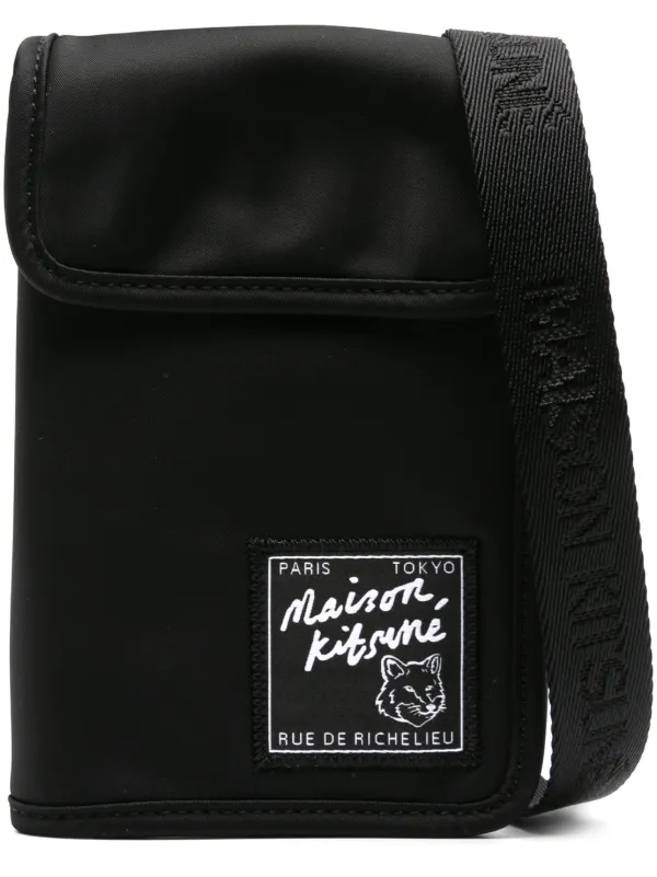 MAISON KITSUNE｜CROSSBAGS (THE TRAVELER NECK POUCH (MM05 Black 'The Traveller' Neck Pouch by Maison Kitsuné on Sale