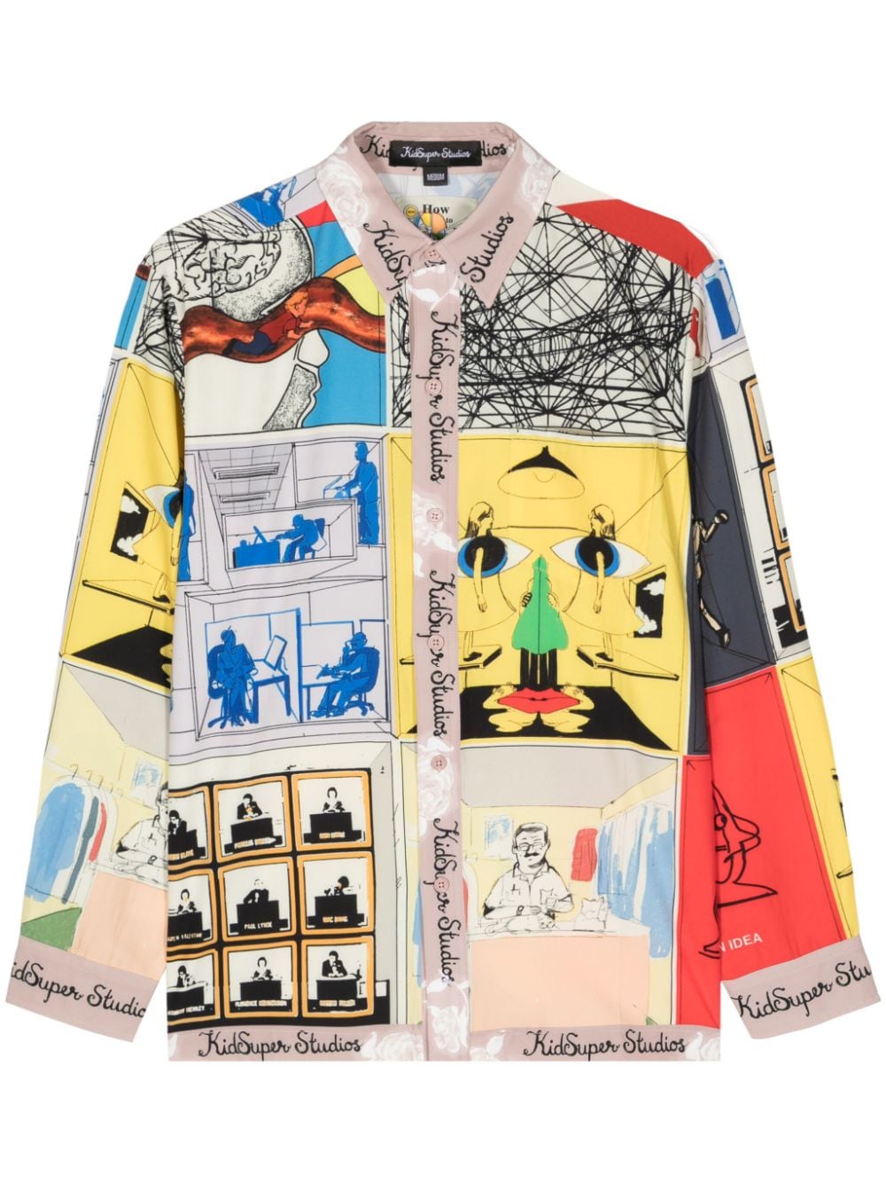 KidSuper graphic-print satin shirt Geel