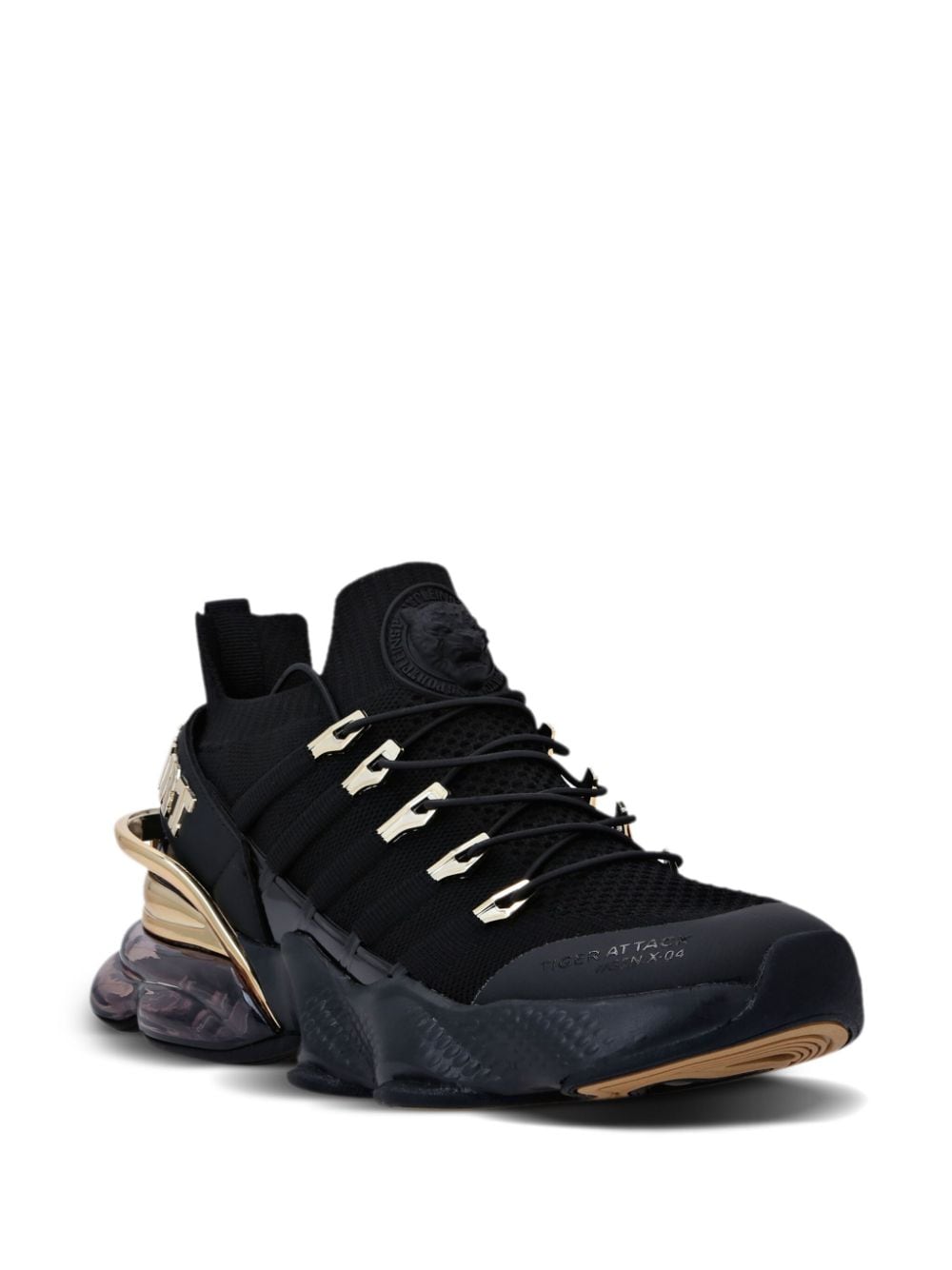 Shop Plein Sport Tiger Attack Gen X 04 Sneakers In 0216 Black / Gold