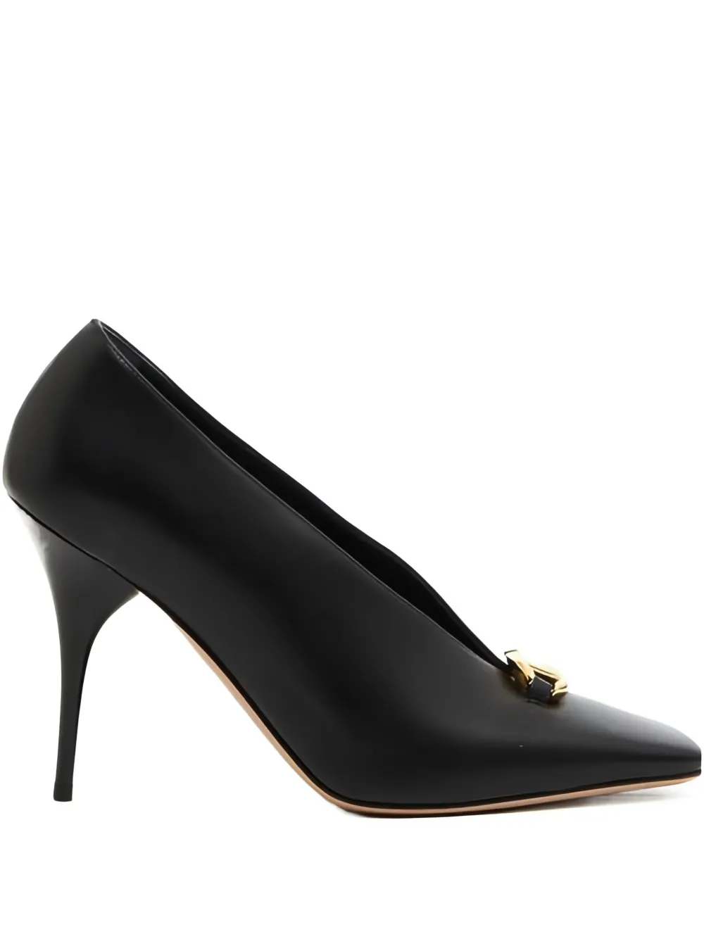 Valentino Garavani 100mm V-cut metal-detail pumps Black