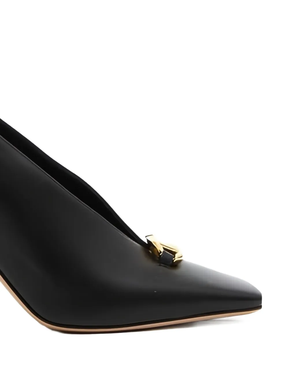 Valentino Garavani 100mm V-cut metal-detail pumps Black