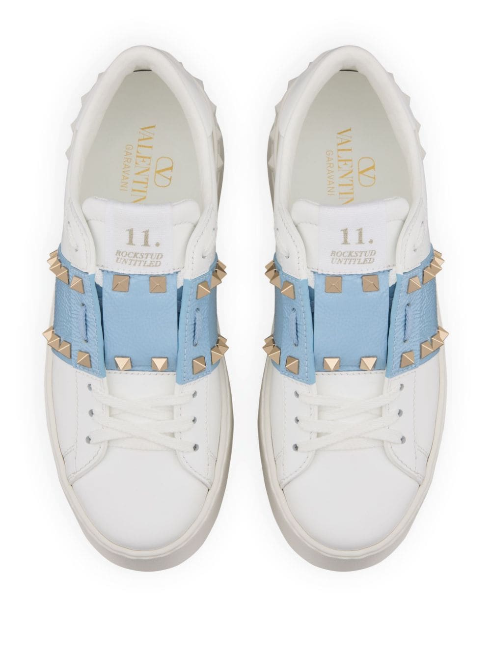 Shop Valentino Stud-embellished Flatform Sneakers In White