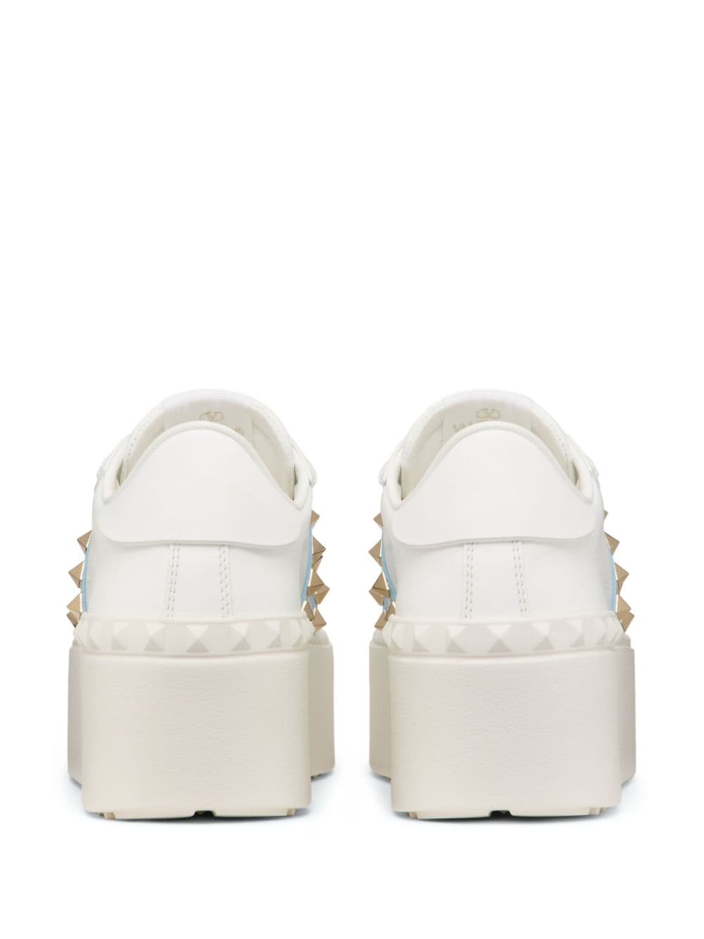 Shop Valentino Stud-embellished Flatform Sneakers In White