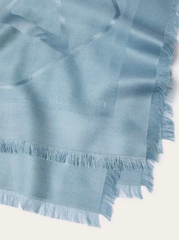 Valentino Garavani Vlogo silk-wool Scarf | Blue | FARFETCH
