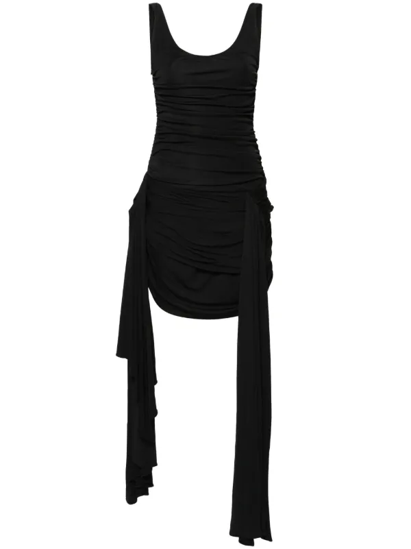 knee length dresses for ladies Aspen Draped Neck A-Line Mini Dress in Grey Print main image 0
