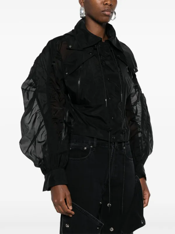ベスト・ジレ MUGLER Women Jackets 24F1VE0343182 BLACK Mugler semi-sheer Hooded Bomber Jacket | Black | FARFETCH