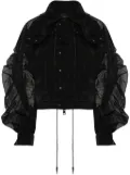 Mugler semi-sheer hooded bomber jacket - Black