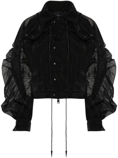 Mugler semi-sheer hooded bomber jacket