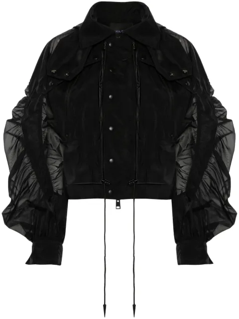 Mugler semi-sheer hooded bomber jacket