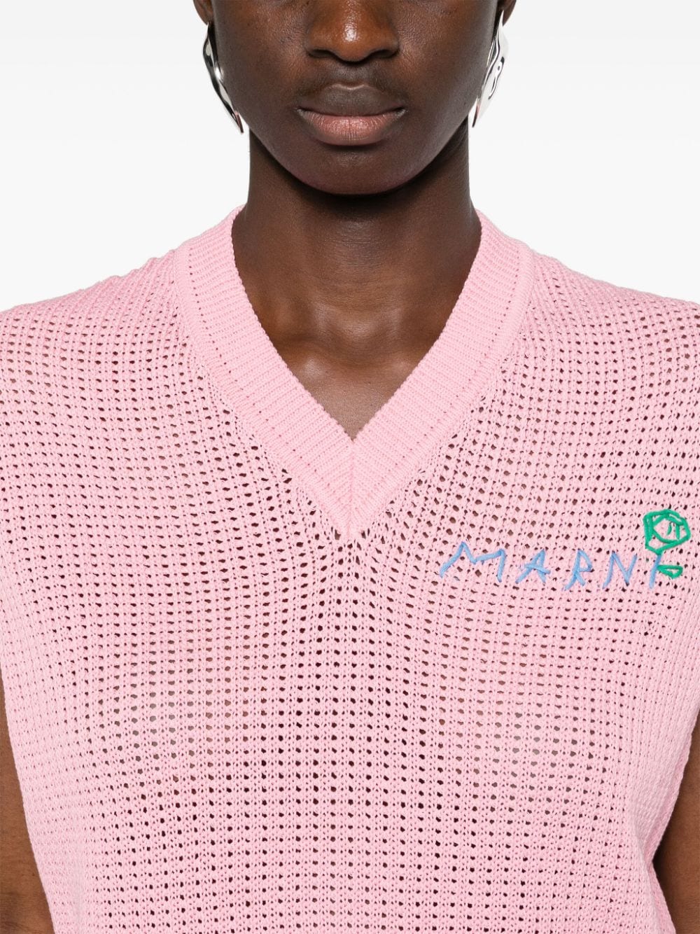 Shop Marni V-neck Cotton Vest In Pink