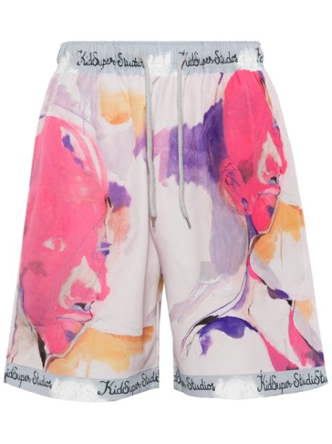 KidSuper abstract-print sport shorts