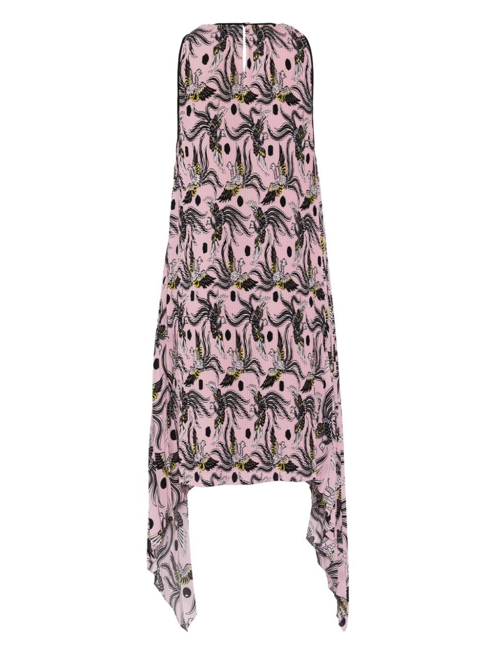 Shop Kenzo Bird-print Plissé Midi Dress In Pink
