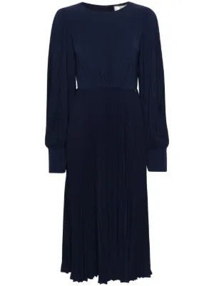 open lace back dress Plus Size V-Neck Long Sleeve Pleated Tie Waist Midi Dress