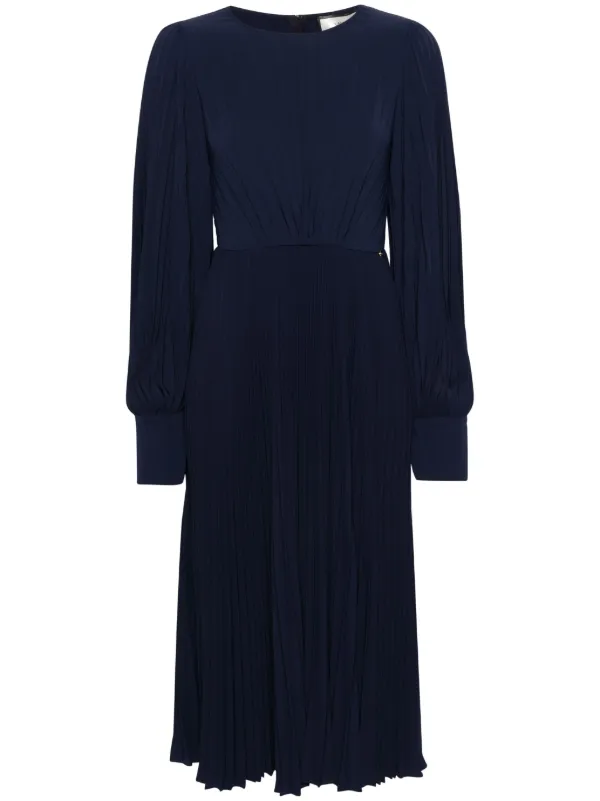 NISSA Pleated Midi Dress | Blue | FARFETCH