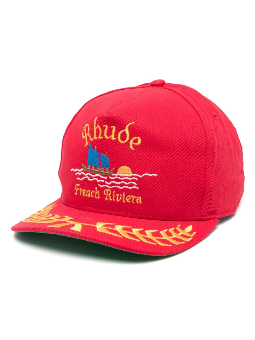 Shop Rhude Slogan-embroidered Cotton Cap In Red