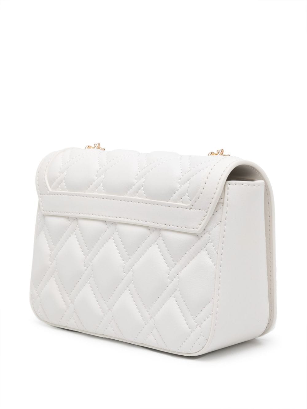 Shop Love Moschino Quilted Leather Crossbody Bag In White