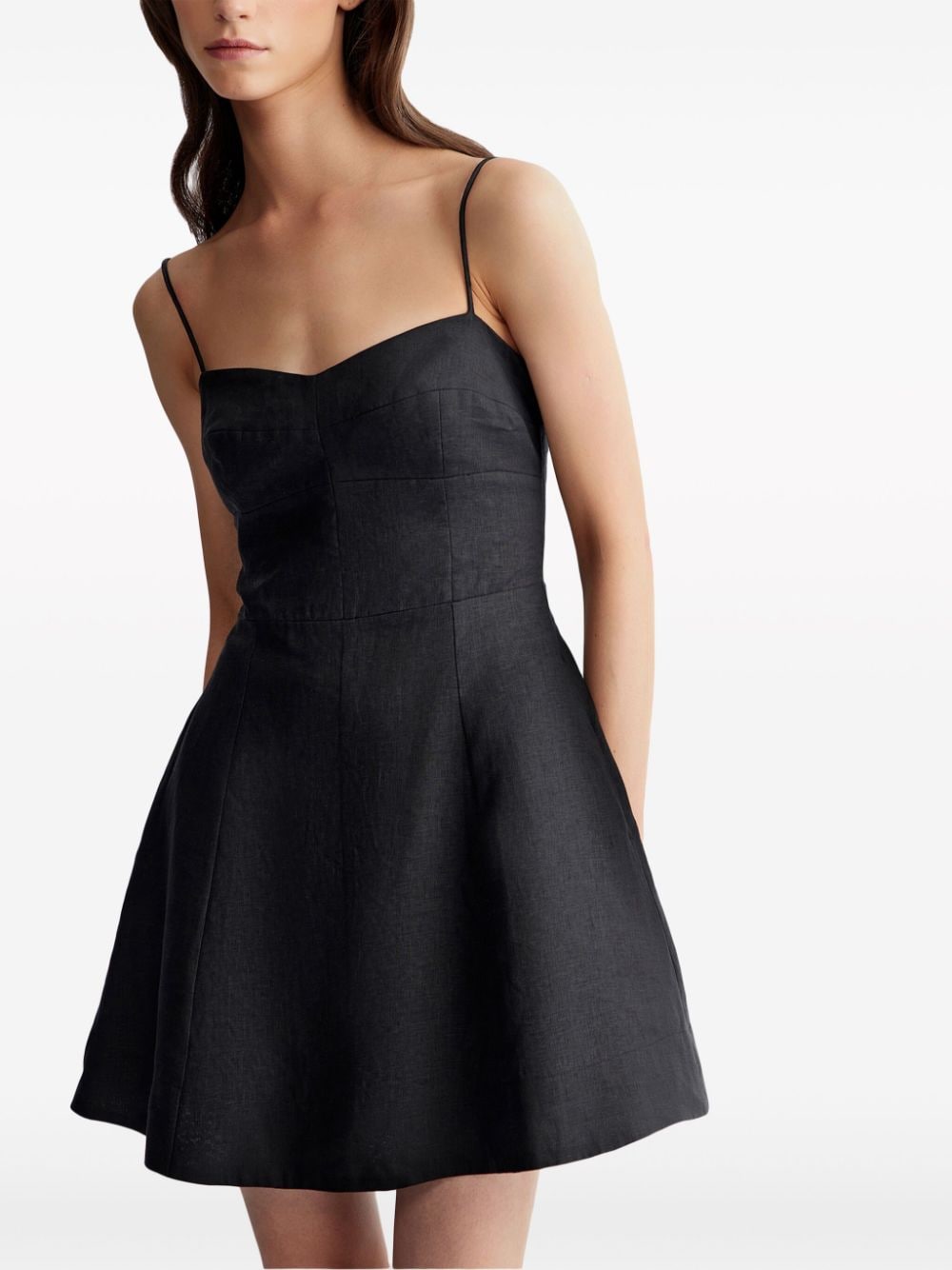 Shop 12 Storeez Slip Linen-cotton Mini Dress In Black