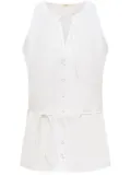 12 STOREEZ button-up belted top - White