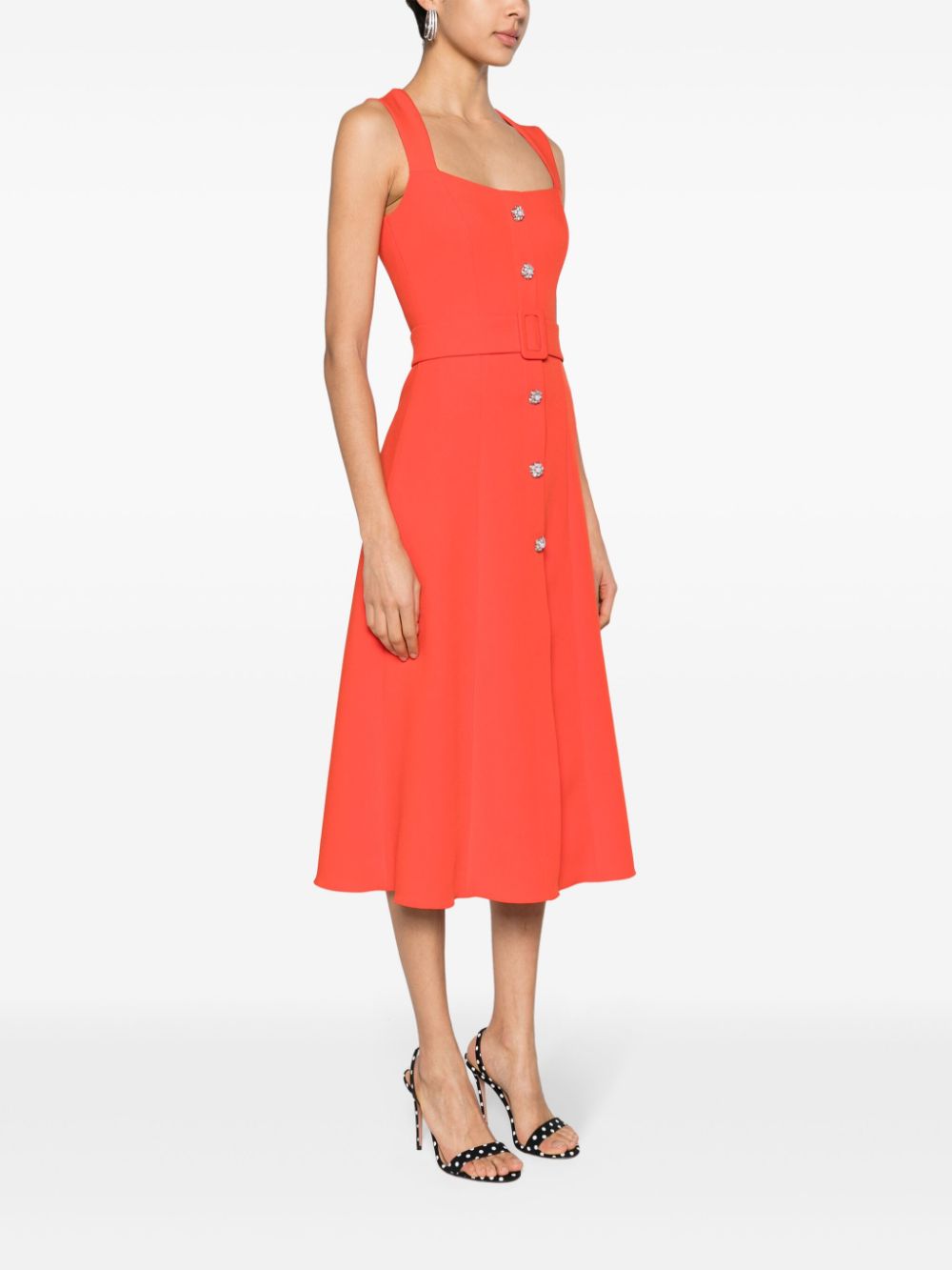 NISSA BELTED CREPE MIDI DRESS 