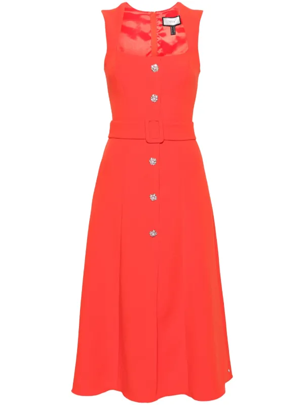 orange belted midi dress Women's Paradisa St. Augustine Orange Cotton Belted Shirt Dress | Size: M