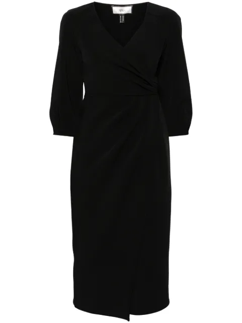 NISSA wrap-design crepe midi dress