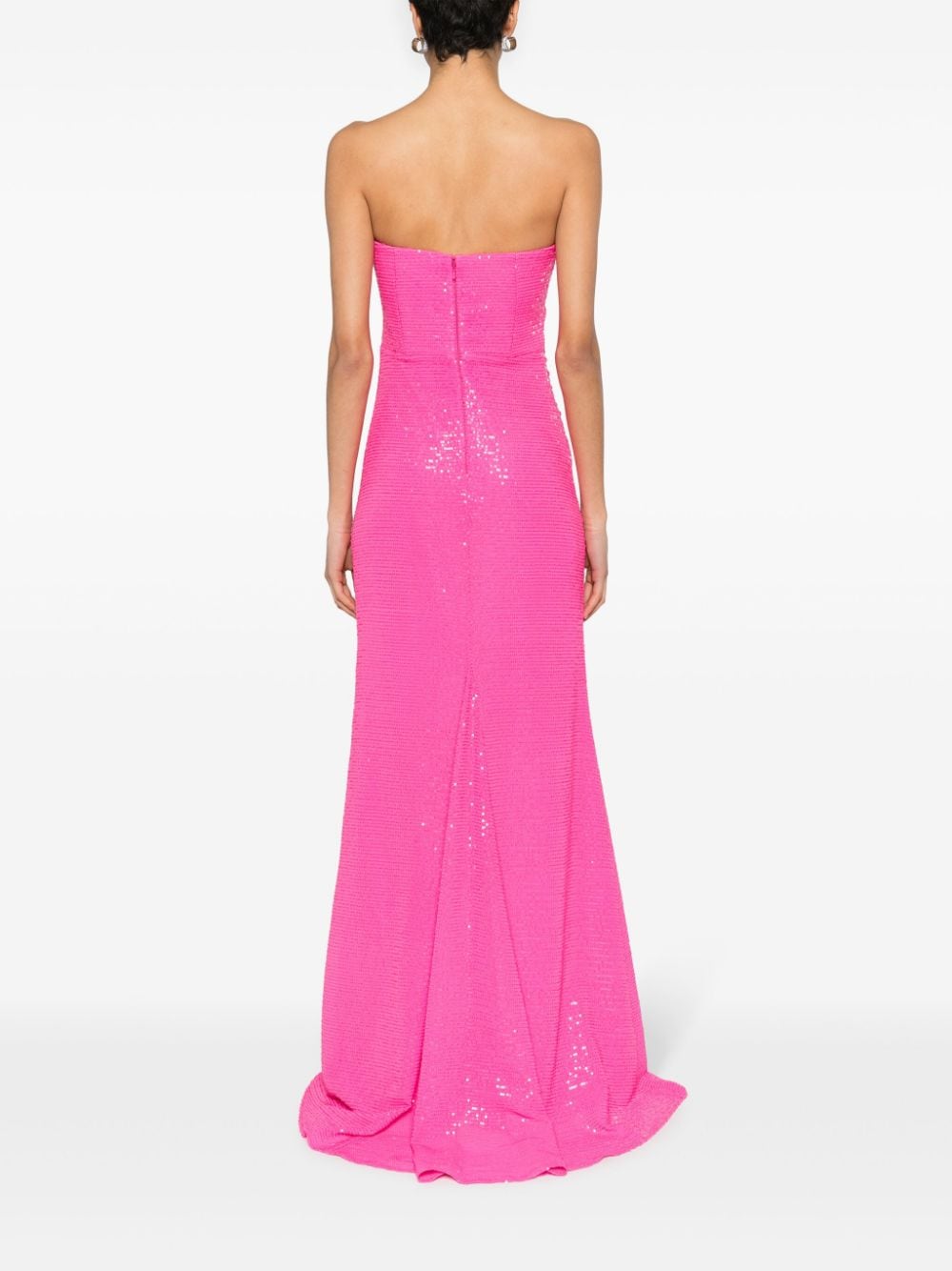 Shop Nissa Sequinned Strapless Gown In Pink