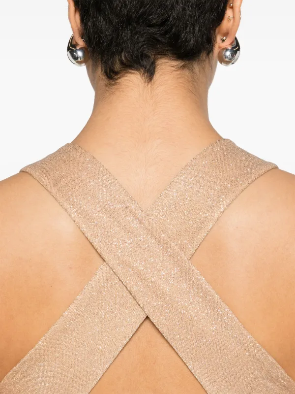 Nissa Glittery Pliss Gown - Gold
