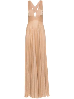 farfetch long dresses AREA Satin long-sleeved Maxi Dress | Purple
