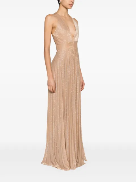 NISSA glittery plissé-effect gown RS14931 - 2