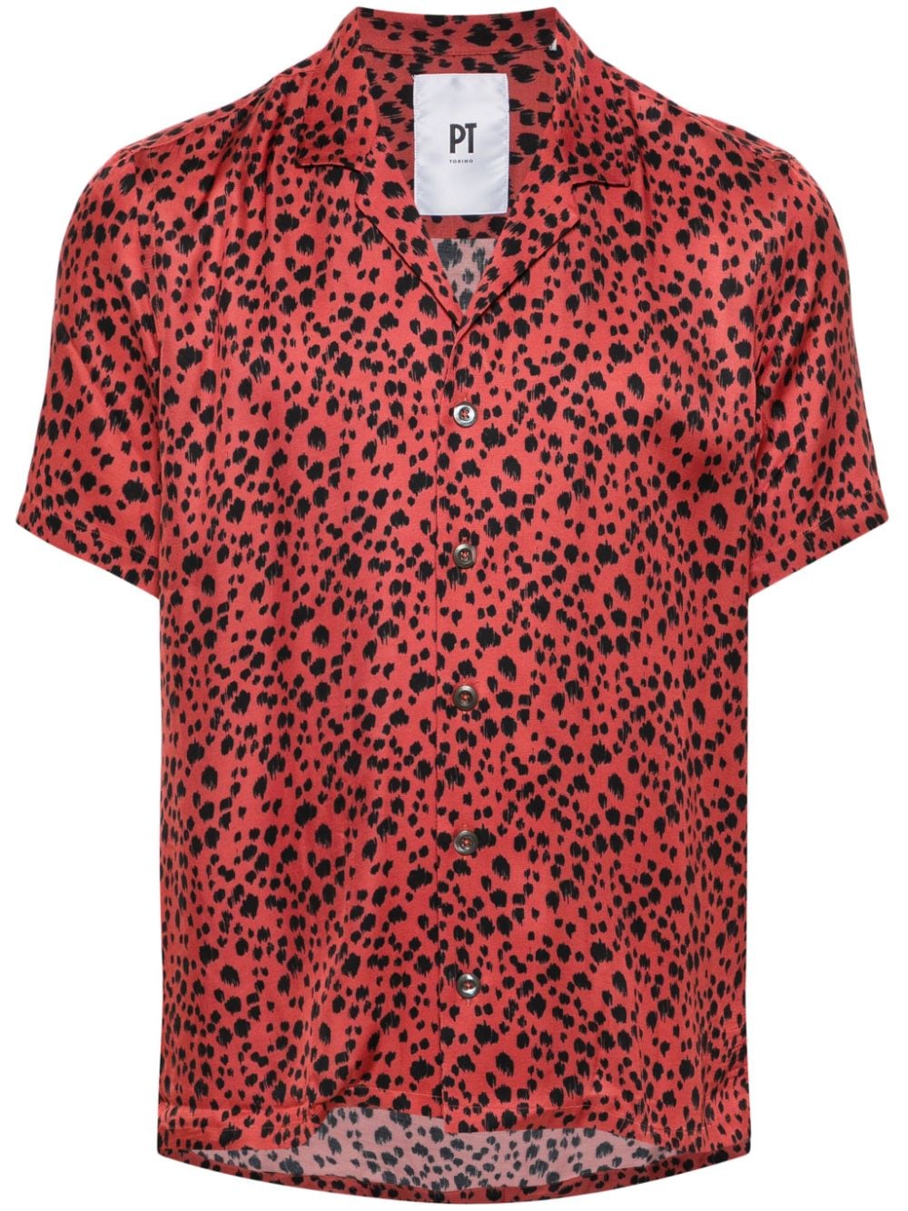 PT Torino leaf-print twill shirt Rood