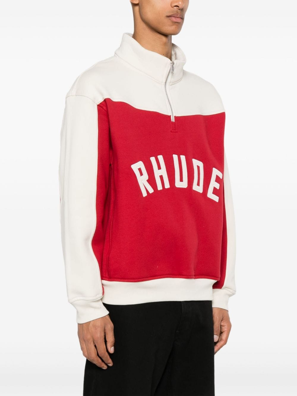 Shop Rhude Contrast Varsity Cotton Sweatshirt In Red