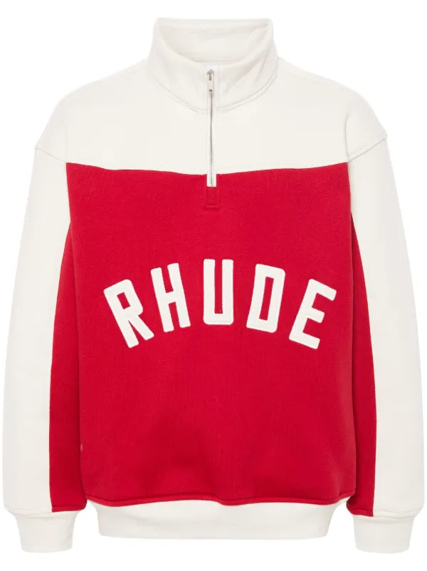 RHUDE Contrast Varsity Cotton Sweatshirt Red FARFETCH AU