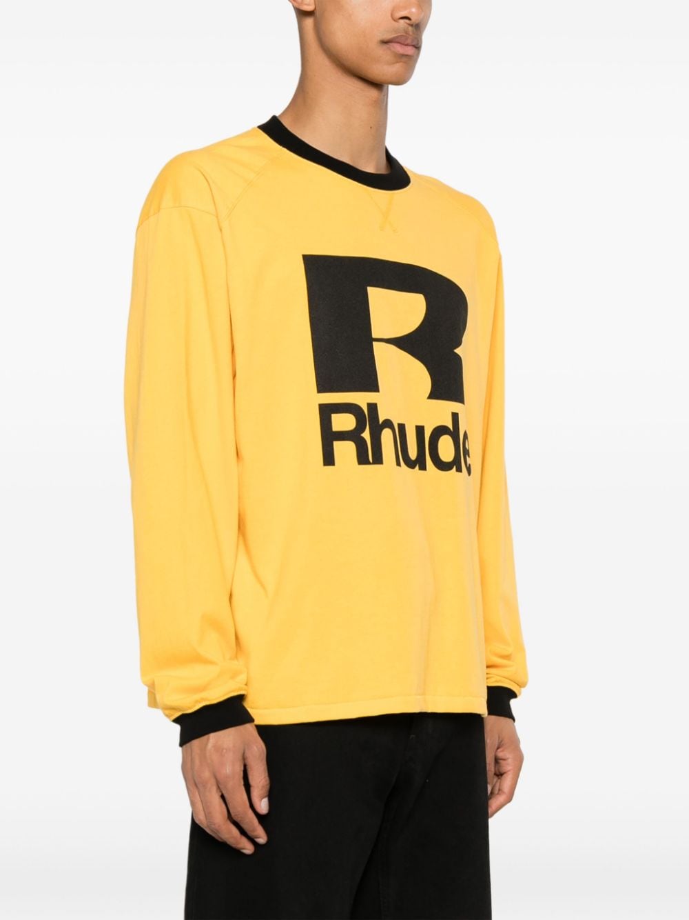 Shop Rhude Petrol Cotton Sweatshirt In Yellow