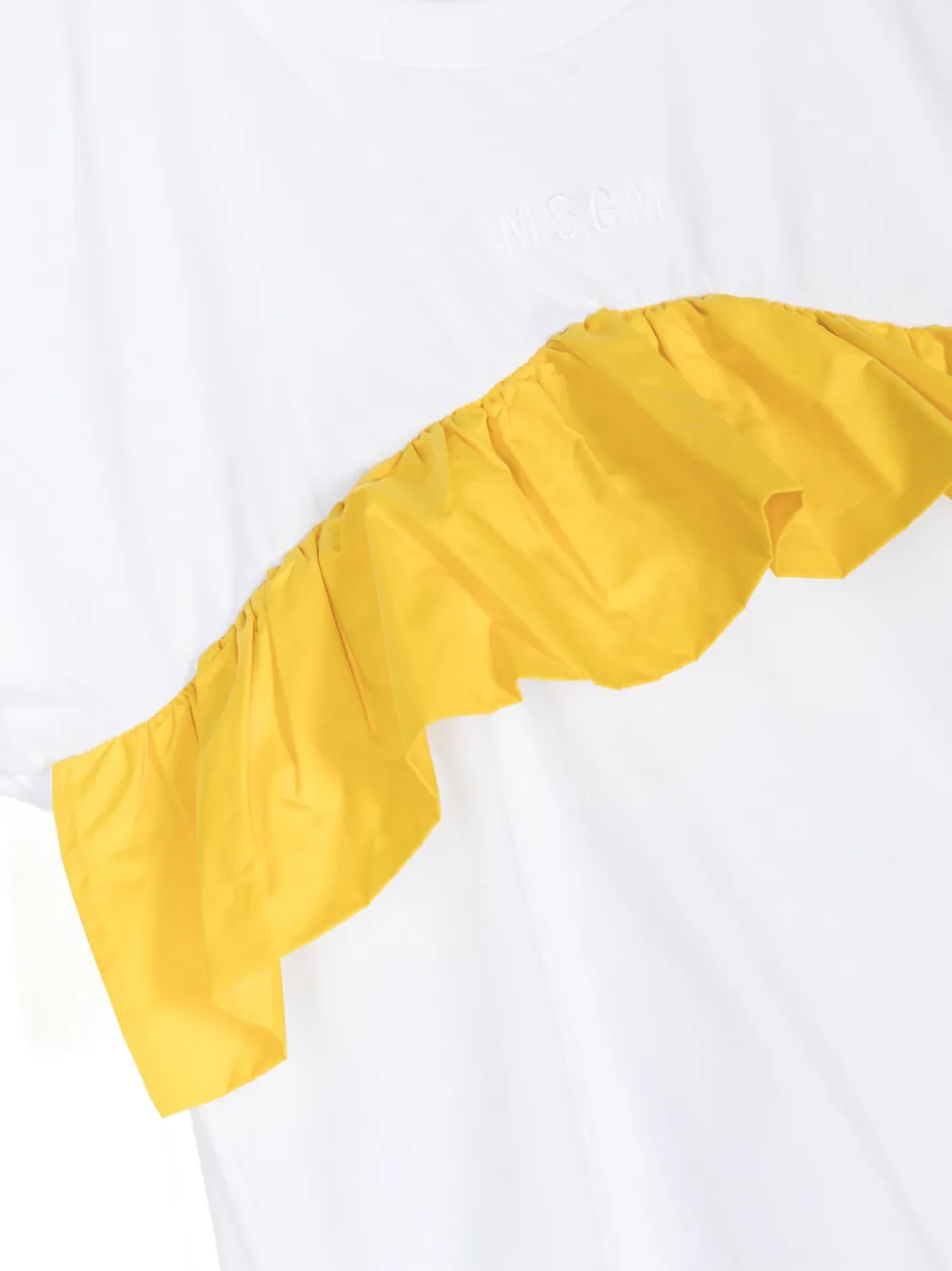 Shop Msgm Ruffle-detailing Cotton T-shirt In White