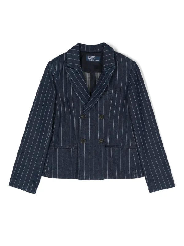 ラルフローレン　ストライプデニムジャケット POLO RALPH LAUREN KIDS ストライプ デニムジャケット | ブルー