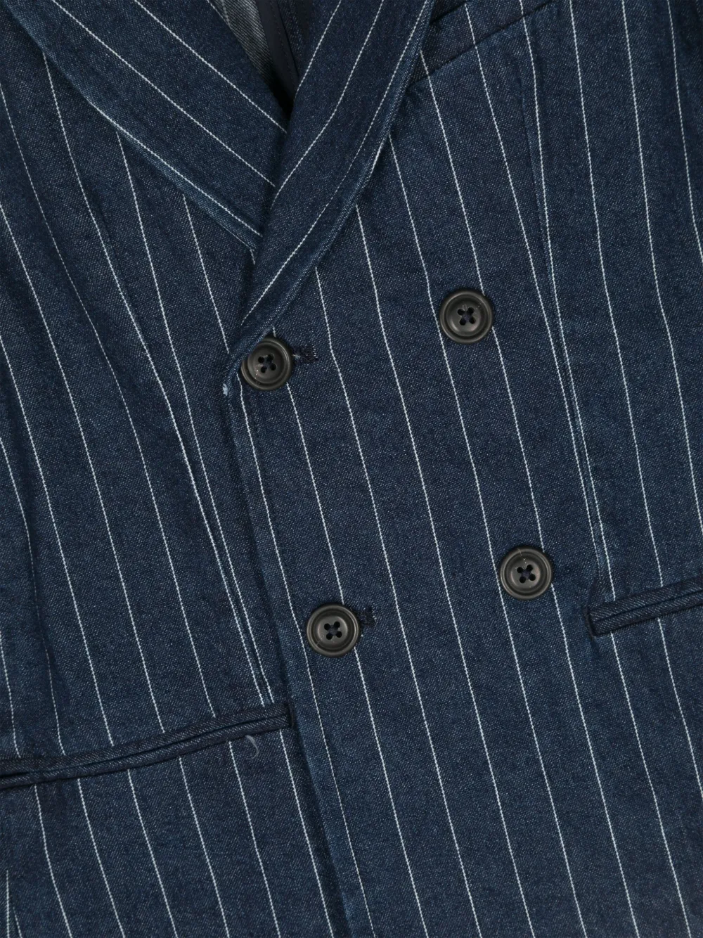 Shop Ralph Lauren Pinstriped Denim Blazer In Blue