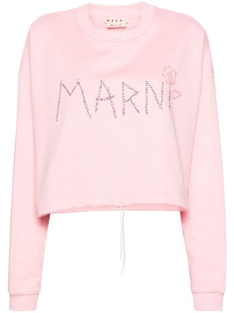 Marni logo-embroidered cropped sweatshirt Women