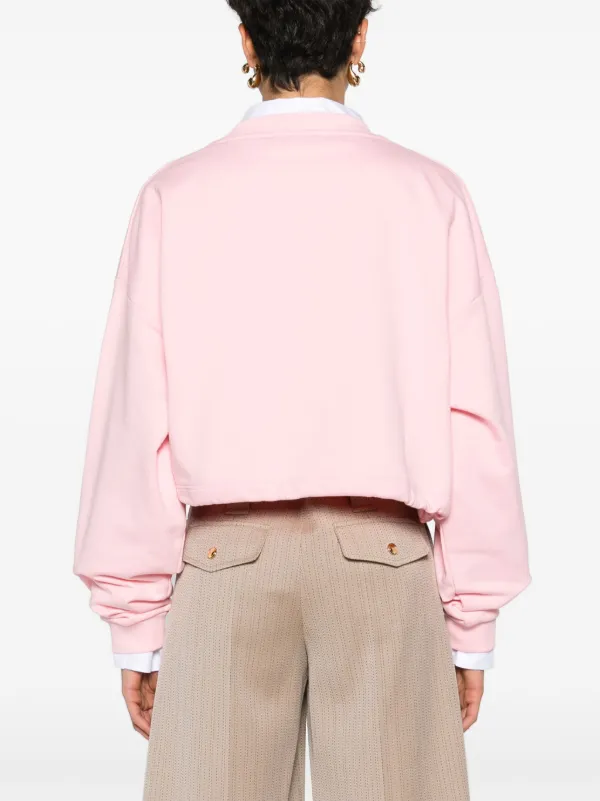 【MARNI】関税込☆ロゴ スウェットシャツ ピンク Marni logo-embroidered Cropped Sweatshirt | Pink | FARFETCH