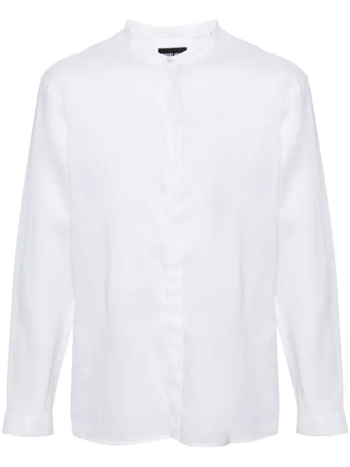 Chemise en lin à col officier - Giorgio Armani - Modalova