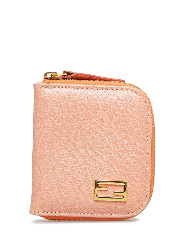 Fendi Pre Owned 2000 2010 FF Lock Case coin pouch women Calf Leather One Size Pink