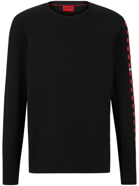 HUGO Camiseta xadrez com logo